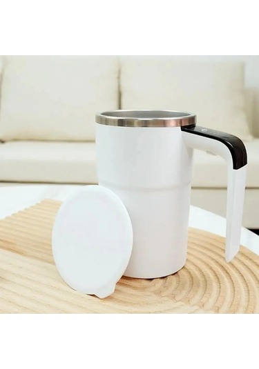 Neevoyu 380ml Beyaz Akıllı Otomatik Karıştırıcı Kupa - Çelik Yapı, Sıcaklık Ölçer, Şarj Edilebilir, Hafif Ve Dayanıklı