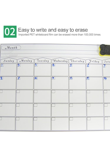 Cbtx Manyetik Aylık Planlayıcı Buzdolabı Mıknatısı Pet Manyetik Yumuşak Beyaz Tahta, Boyut: 29,7cm X 42cm Yeşil