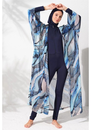 Pierre Cardin Kadın Mavi Desenli Kaftan Pareo 2c3t1n9m80