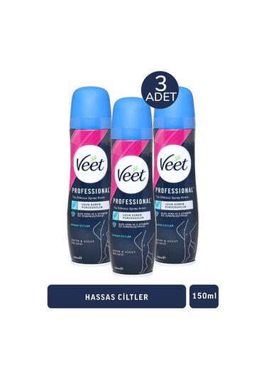 Veet Tüy Dökücü Krem Sprey Hassas Ciltler İçin 150 Ml 3 Adet