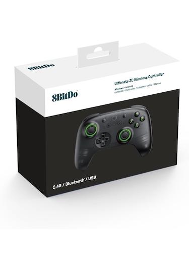 8bitdo Ultimate 2c Kablosuz 2.4g Oyun Kolu Pc Android Hall Effect Joystick Transparan Black