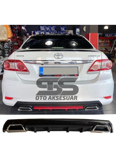 Toyota Corolla 2007-2012 Difüzör Arka Tampon Eki 2 Egzoz Çıkışlı Siyah Lüx Tip