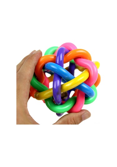 Lemestar Köpekler İçin Çarpıcı Renkli Kauçuk Oyun Topu - Çarpık Desenli Zilli Kumlama Oyuncak