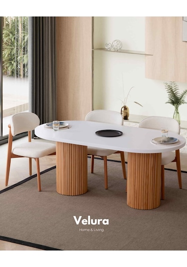 Vera Yemek Odası Takımı Yemek Masası + 4 Adet Sandalye Beyaz