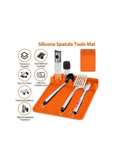 Ulzyvf Turuncu Silikon Pedli Izgara Matı, Yemek Pişirme Damlama Aleti Turuncu