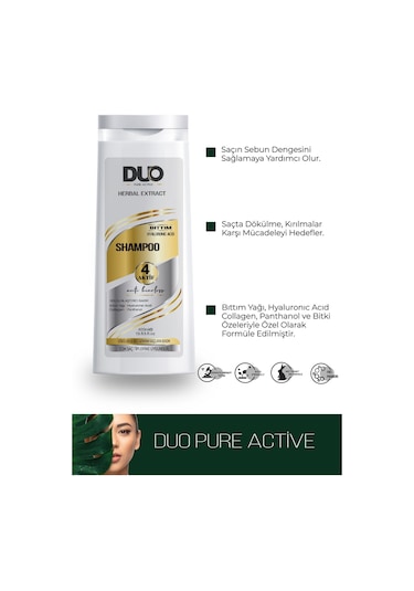 Duo Pure Active Herbal Extract Dökülen ve Geç Uzayan Saçlar İçin Şampuan 400 ML