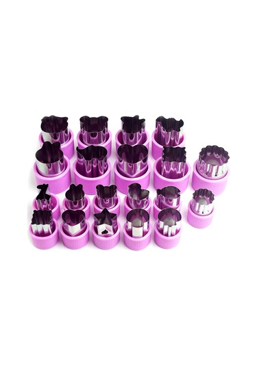 Ximistore9 20 Parça Paslanmaz Çelik Sebze Meyve Şekillendirici Kalıp Seti - Kek, Kurabiye, Makarna İçin Renkli Seçenekler Çok Renkli