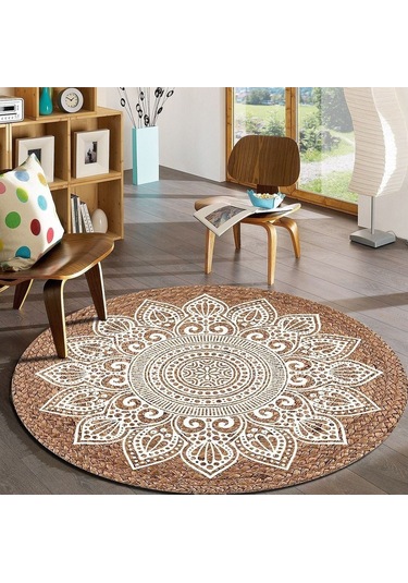 Jüt Yuvarlak Hasır Halı Yolluk Salon Oda Mutfak Halısı Ks-1061
