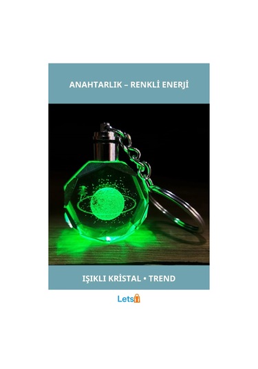 Renk Değiştiren Işıklı Kristal Anahtarlık Satürnlü Kız Motifli 10 Cm Çok Renkli