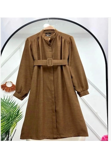 Lovie Moda Kadın Kemerli Tunik Kahverengi