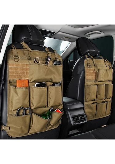Chuangyinshop 8 Cep Tactical Molle Araç Koltuğu Organizer Army Green Araç Organizasyonu İçin Dayanıklı Haki Yeşili
