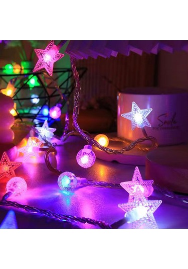 Geeroyoo Renkli Led Yıldız Işıkları Ve Kristal Toplar İle Dekoratif Kamp Ve Bahçe Aydınlatma Seti Diğer