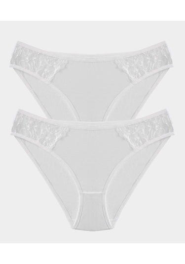 Aycı 2 Li Pamuklu Slip Kadın Külot Beyaz