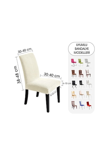 Faiend Yıkanabilir Likralı Esnek Lastikli Sandalye Kılıf Örtü Krem