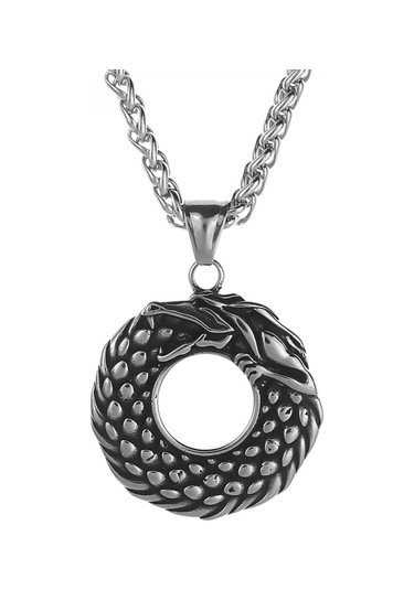 İskandinav Ejderha Dragon Paslanmaz Çelik Kolye Çok Renkli