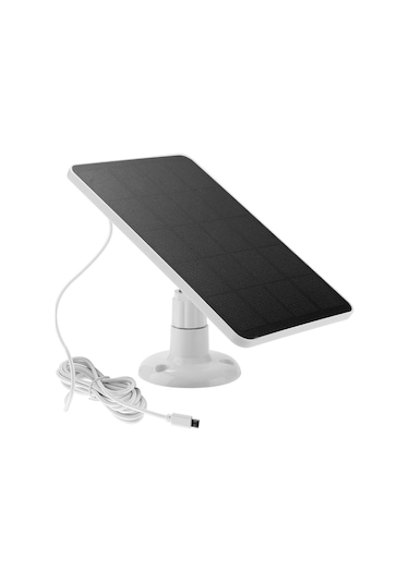 Shineyee Güvenlik Kamerası Güneş Paneli 4w 5v - Abss Malzeme, Monokristal Silikon, 360 Dönebilen, Micro Usb+type C, 3m Kablolu, Beyaz - 1 Set