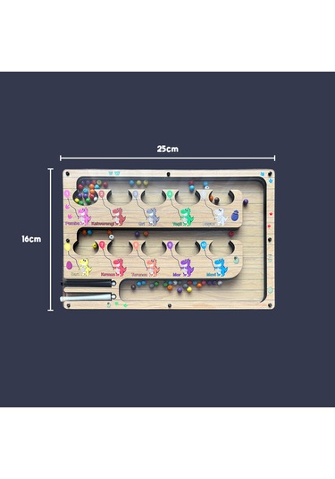 Tineke Manyetik Eğitici Renkli Sayma Ve Eşleştirme Labirenti Eğitim Oyuncağı Ahşap Montessori Oyunu Dinozor