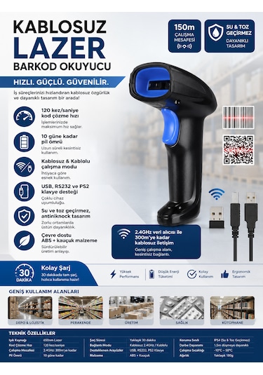 Kablosuz Barkod Okuyucu Fiş Yazıcı Barkodlu Satış Programı