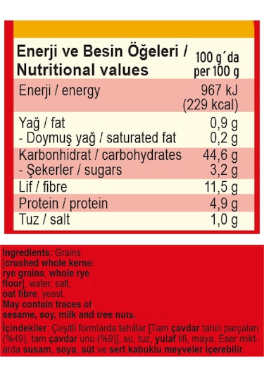 Mestemacher Tam Tahıllı Çavdar Ekmeği 500 G
