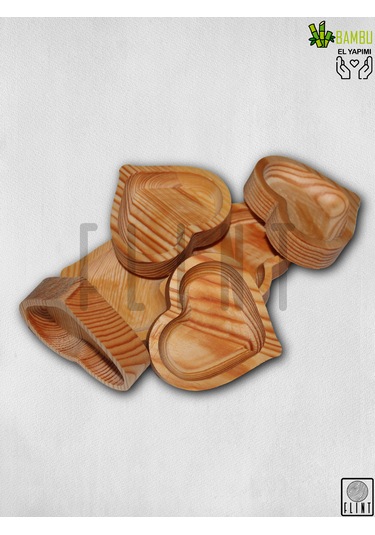 Bambu Ahşap Çerezlik Sunumluk 6 Parça Dekoratif Servis Tabağı