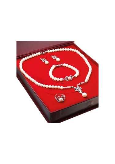 Chavin Inci Gümüş Kolye Küpe Bileklik Yüzük Takım Set Ds35