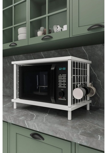 Mikrodalga Dolabı Beyaz B.d, Baharatlık, Iki Raflı Düzenleyici, Tezgah Üstü Raf Beyaz