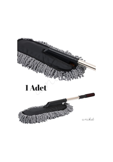 Mikrofiber Örgü Başlıklı Araç Yıkama Ve Toz Alma Mopu Gri Renk 1 Adet