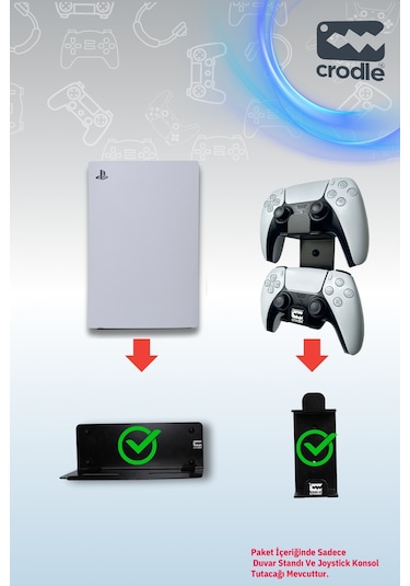 2'li PS5 - PS5 Slim Duvar Standı Joystick Konsol Tutacağı Gaming Aksesuar