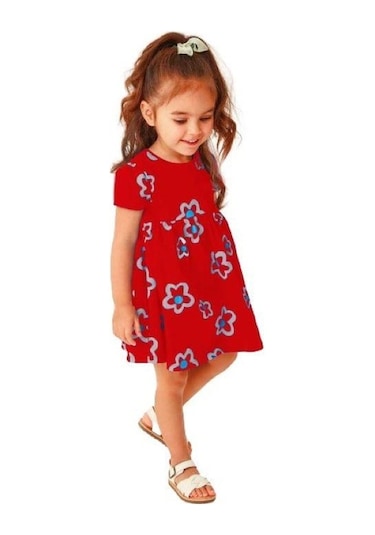 Çiçekli Kız Çocuk Elbise 001