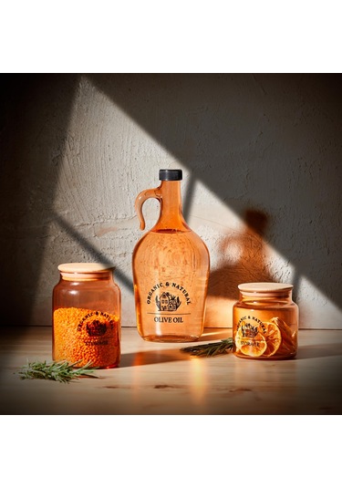 Selka Home 890 Ml Mary Ahşap Kapaklı Desenli Cam Kavanoz