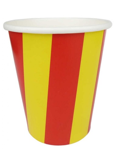 Bardak Karton Çizgili Sarı Kırmızı 8 Oz Pk:8 +3