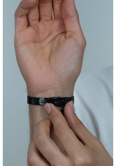 Kordon Kemer Örgü Hasır Erkek Çelik Bileklik Scb03