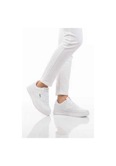 Beyaz Bağcıklı Hafif Cilt Unisex Spor Ayakkabı Marlow G Beyaz-beyaz