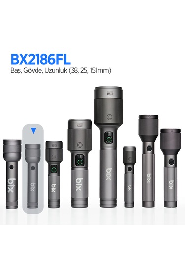 Bix Bx2186fl 3w Led Max. 910 Lümen Şarjlı Uzun Menzilli El Feneri Gri