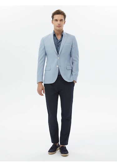 Kip Açık Mavi Düz Slim Fit Ceket 001