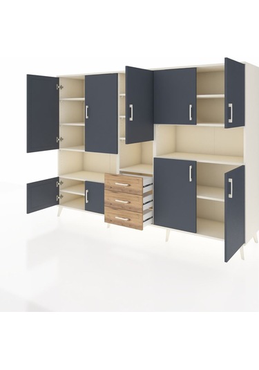 Hyperion Dolap 13 Raflı 3 Çekmeceli 9 Kapaklı 220x44x163 Aytaşı-a Aytaşı-antrasit/çam