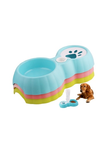 Cbtx Pet Çift Kase Mama Ve Suluk Kedi Ve Köpek Besleyici Islak Olmayan Ağız Suluk Yeşil