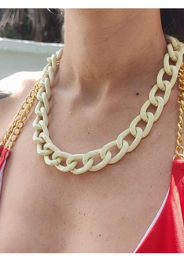 BEJ KALIN ZİNCİR KOLYE-ZİNCİRKOL15 Yeşil