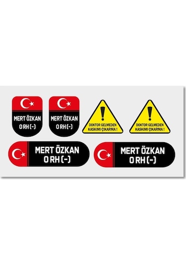 Kişiye Özel Kan Grubu Sticker Seti Motor Kan Grubu Etiket Seti