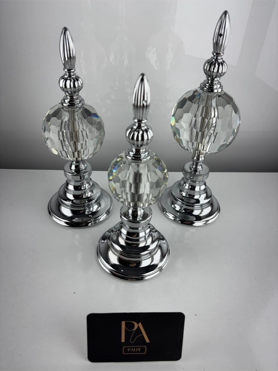 Kristal 3lü Metal Dekoratif Obje Biblo Süs Eşya Salon Aksesuar Tv Sehpa Masa Konsol Ofis Salon Dekor