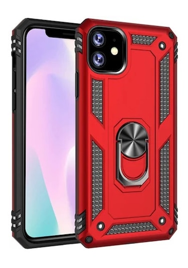 İphone 11 Uyumlu Tank Kilif Ultra Koruma Yüzüklü Miknatisli Standl