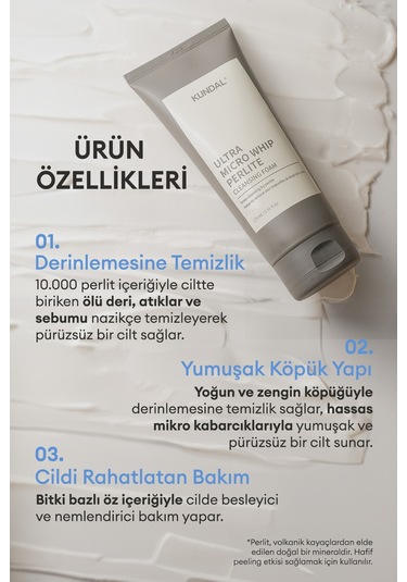 Hassas Temizlik Sunan Yıkama Köpüğü Kundal Ultra Micro Whip Perlite Cleansing Foam 175ml
