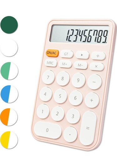 Singree 12 Basamaklı Standart Hesap Makinesi Geniş Masaüstü Ekran Ve Tuşlar Ofis Okul Ev İş Kullanımı Otomatik Uyku Pil Dahil Pembe