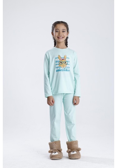 Baskılı Pijama Takımı Mint