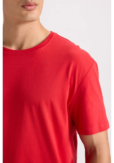 Defacto New Regular Fit Bisiklet Yaka Basic Düz Kısa Kollu Tişört - Kırmızı E1091AXNSRD70