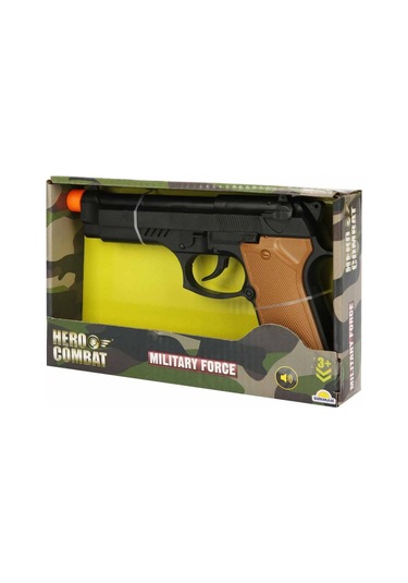 Hero Combat Sesli Asker Tabancası Ses Efektli, 20 Cm Oyuncak Silah