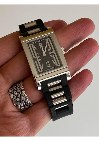 Bvlgari Rettangolo Kauçuk Kordon Erkek Kol Saati RT45S 2. El