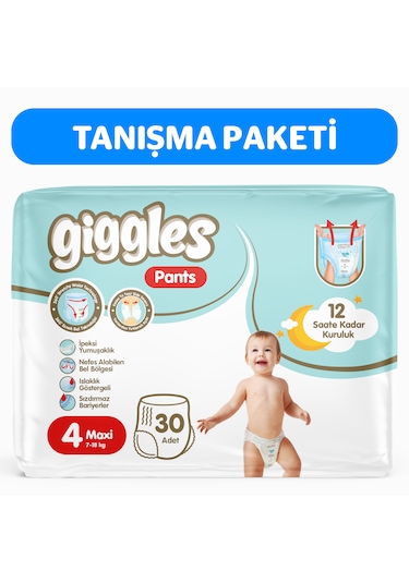 Giggles Pants Külotlu Bebek Bezi 4 Numara Maxi 30 Adet