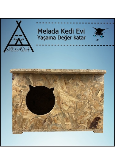 Melada Kedi Evi Dış Ortam Uygun Ahşap Kedi Evi Osb 50x45x34 Cm