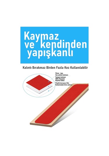 Halifleks Yapışkan Tabanlı Merdiven Basamak Paspası Rip Halı Kaymaz Tabanlı / Adet Olarak Satılır Bayrak Kırmızı